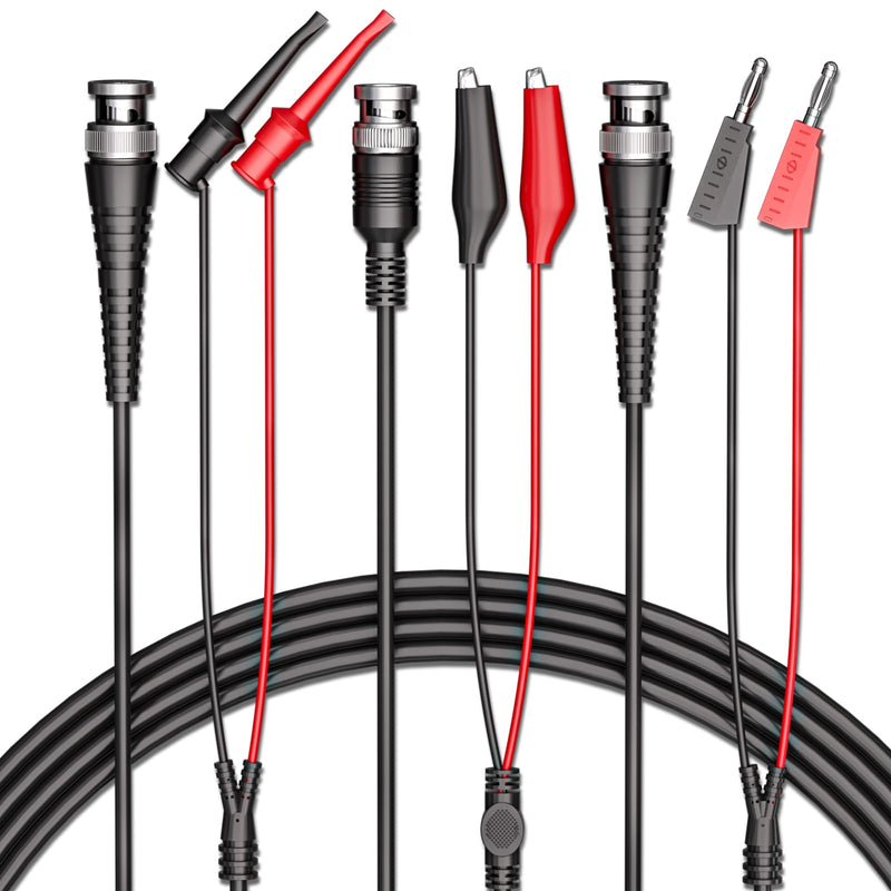 [Australia - AusPower] - Cleqee BNC Test Leads Set Oscilloscope Test Leads Kit BNC to Alligator Crocodile Clips BNC to Test Hook Terminals BNC to Dual Stackable Banana Plug Cable Wires 