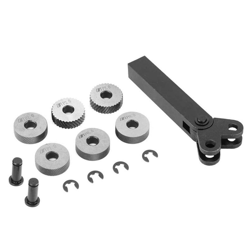 [Australia - AusPower] - Knurling Wheel, 7-Piece 0.5/1/2mm Steel Knurling Tool Diagonal Linear Double Wheel Knurling Set with 1 Piece Knurling to Replace a Damaged Linear Knurling Wheel 