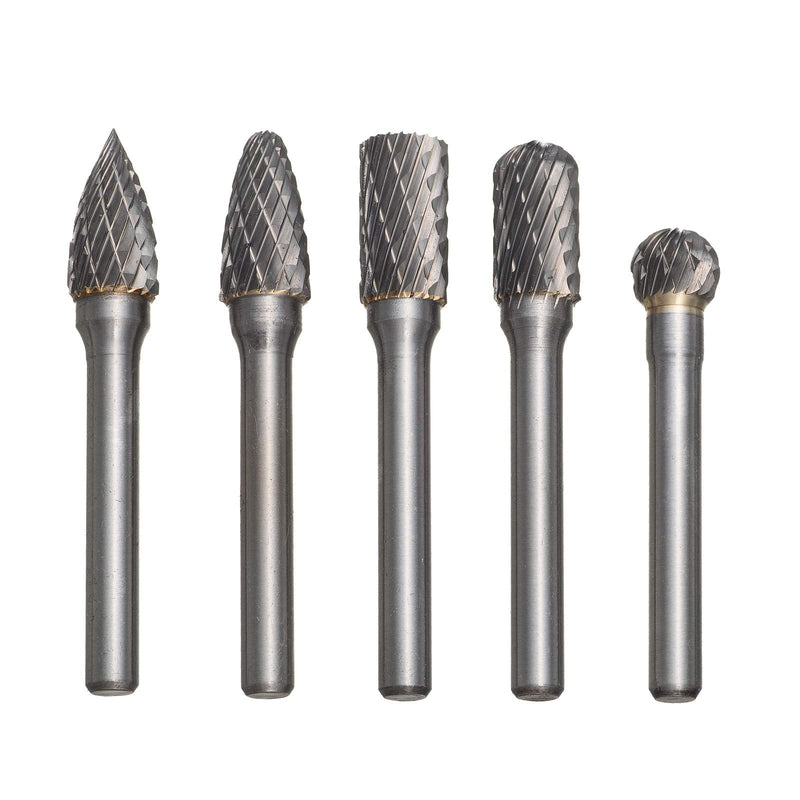 [Australia - AusPower] - HPMAISON 5 Piece Rasp Set, Carbide Burr Set, 6 x 10 mm Drill Ball Mill, Cylinder Cutter, Tenon Mill, Cone Cutter for DIY, Metal Carving, Drilling, Polishing Hartmetall Rotationsfräser-Set mit 6mm Schaft 