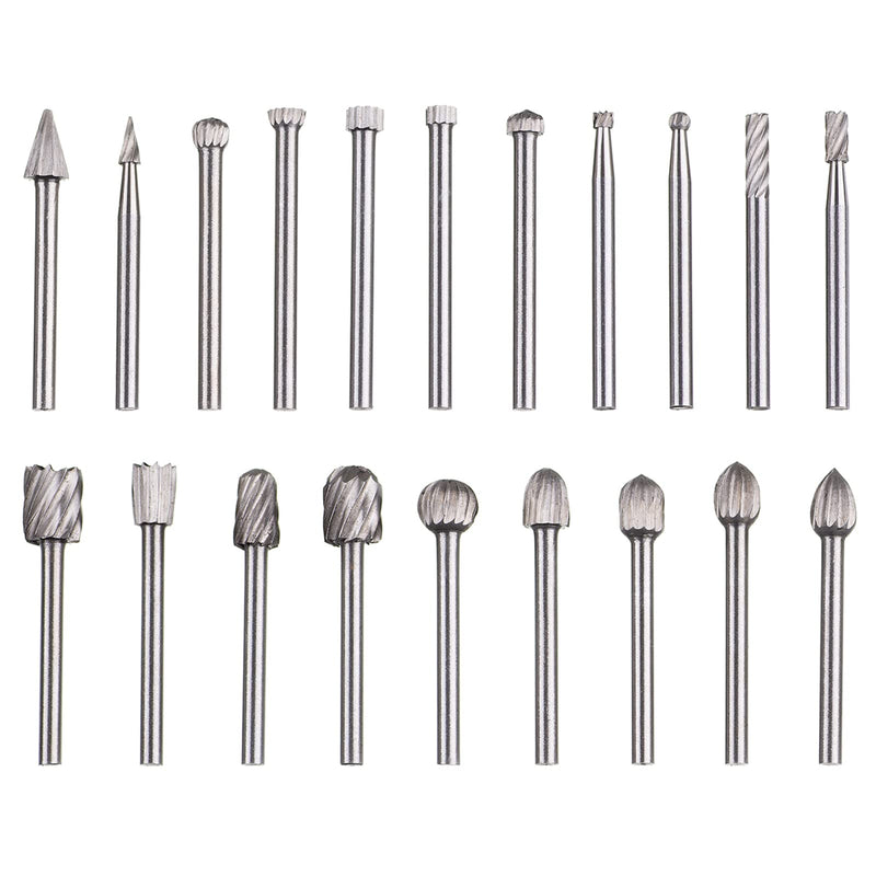 [Australia - AusPower] - HPMAISON 20-Piece HSS Rotary Cutter Set for Rotary Tool, 3 mm Shank Wood Carving Drill Bit Set for DIY Woodworking, Carving, Engraving, Drilling 20tlg. 3mm Schaft Holzschnitzerei Bohrer Set 