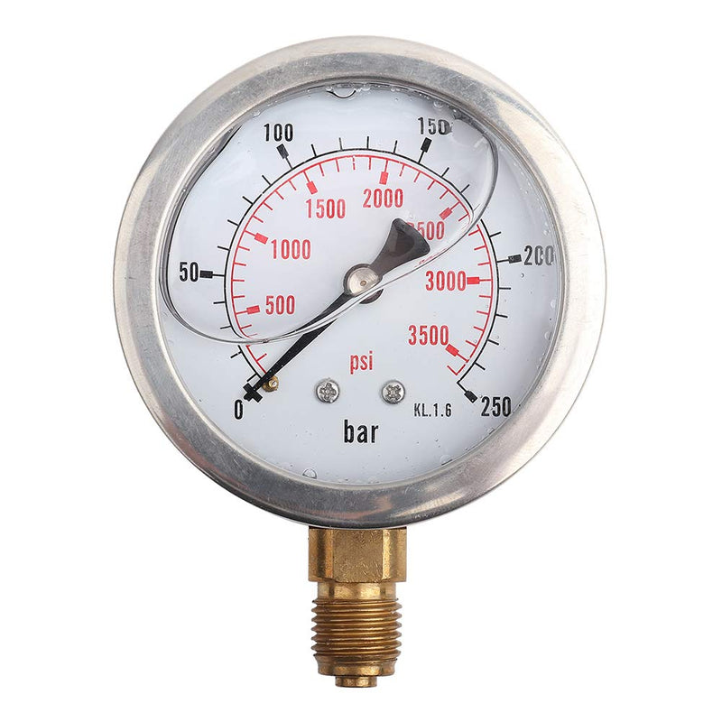 [Australia - AusPower] - Liquid-filled hydraulic pressure gauge 0-3750PSI 0-250 bar pressure gauge, 2.5 inch dial display, G1/4 thread connection 