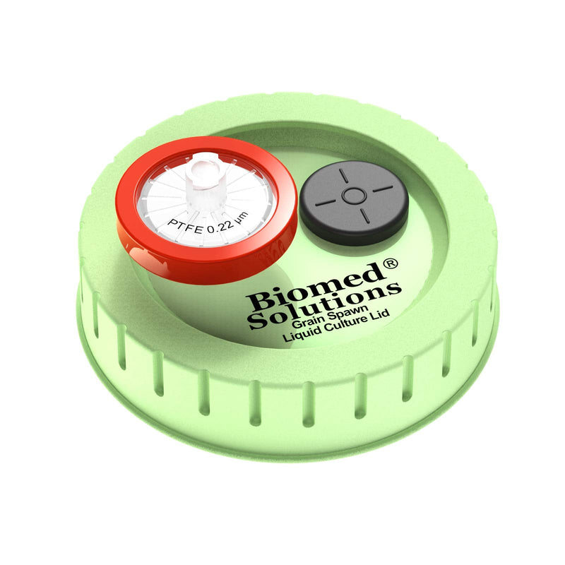 [Australia - AusPower] - 6 x Mushroom Culture Lids Regular Mouth Lid with 0.2 Micron PTFE Syringe Filter and 20mm Self Healing Injection Ports for Mushroom Growing Mycology 