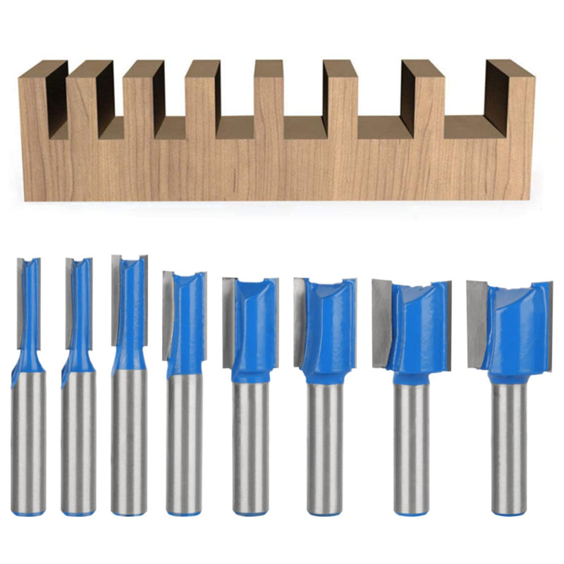[Australia - AusPower] - BIGP 8 Pieces 8 mm Shank Groove Cutter, 5 mm 6 mm 8 mm 10 mm 12 mm 14 mm 18 mm 20 mm Straight Milling Cutter Bits for Woodworking, Groove Chisel Bits 
