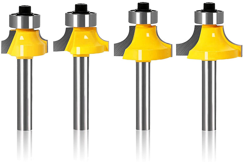 [Australia - AusPower] - Rounding Cutter Standard Milling Cutter Set Router Accessories with Bearing 6 mm Shank for Woodworking Milling 4 Pieces 