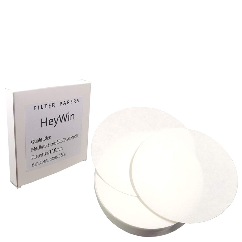 [Australia - AusPower] - HeyWin Filter Paper Round White, 11 cm, Pack of 100, Quality Filter Paper for Science Experiment, Also for Oil Industry Test (110 mm) 110mm 