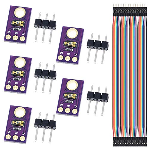 TEMT6000 Light Sensor Module Ambient Light Analogue Light Intensity Detection Module Visible Light Sensor for Arduino with Dupont Cable Pack of 5