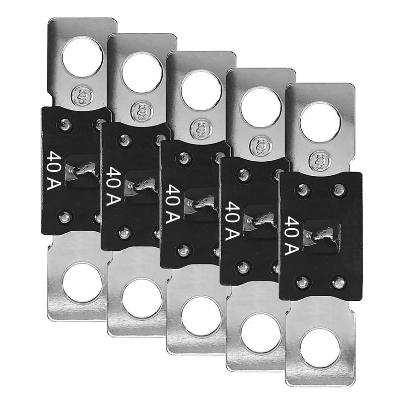 [Australia - AusPower] - Offgridtec Set of 5 Mega Fuses 40A 32V, DC High Current Fuses for 12V/24V Systems, Overload & Short Circuit Protection, Copper Core, Nylon Housing, Universal Fit for Inverter & Battery Cables 5er Set 40A 