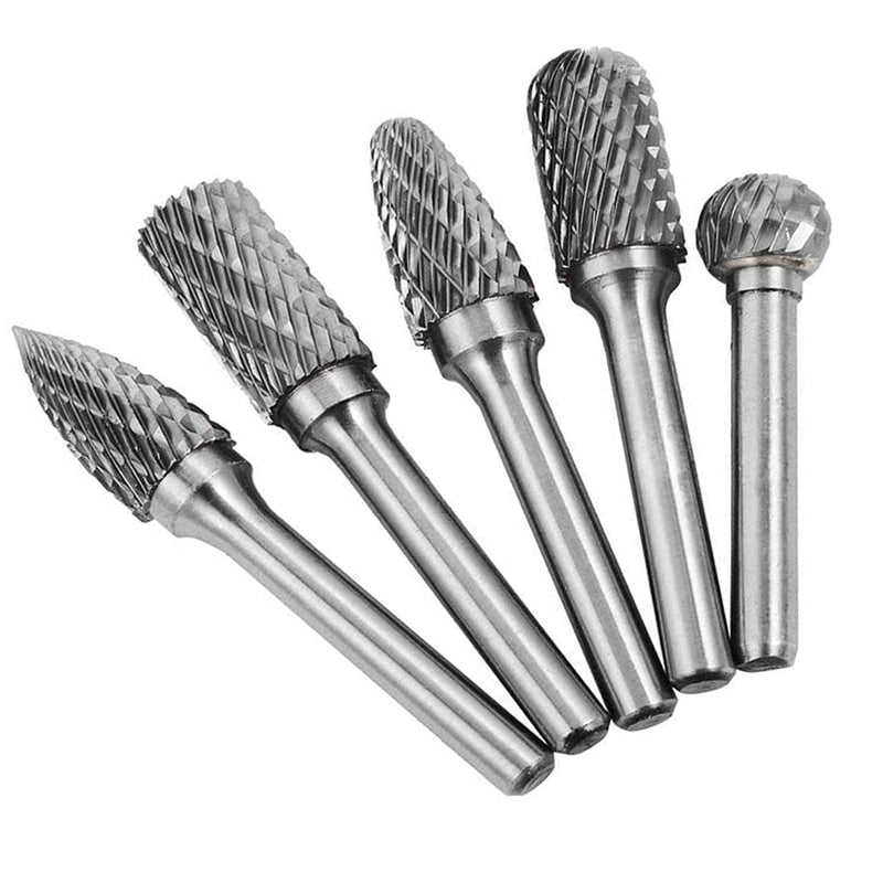 [Australia - AusPower] - 5 Piece Carbide Burr Set, 6 mm Shank, 10 mm Burr, Rasp Set for Drill Polishing, Engraving, Drilling Tools et 