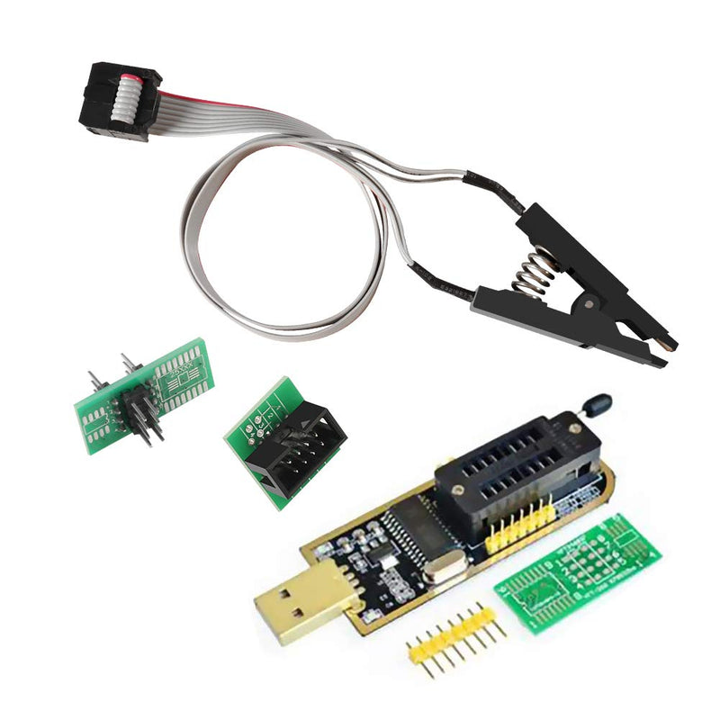 [Australia - AusPower] - ALMOCN SOIC8 SOP8 Flash Chip IC Test Clips Socket Adpter Programmer BIOS + CH341A 24 25 Series EEPROM Flash BIOS USB Programmer Module (Double Clip + USB) 