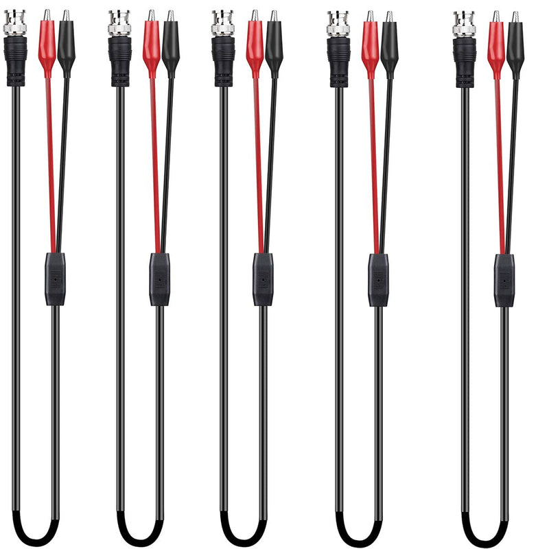 [Australia - AusPower] - CLDIY BNC Double Alligator Clip Test Cable Probe Lead Oscilloscope Test, Oscilloscope Probes BNC to Alligator Clip 92 cm/36.2 inches (5 Pieces) BNC alligator clamp test lead 