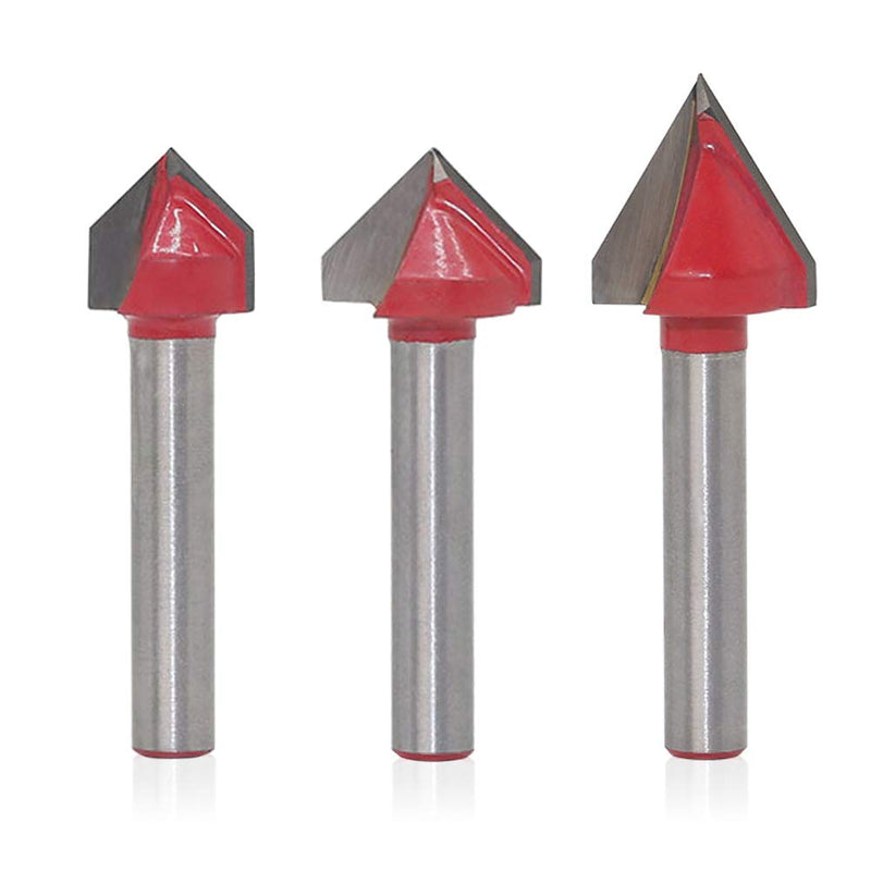 [Australia - AusPower] - Saipor Pack of 3 6 mm Shank V Groove Milling Cutter 3D Engraving Bit V-Shape Cutter Carbide End Mill Woodworking Tool for 3D CNC Engraving (13/16 mm Diameter, 60/90 Degrees) 