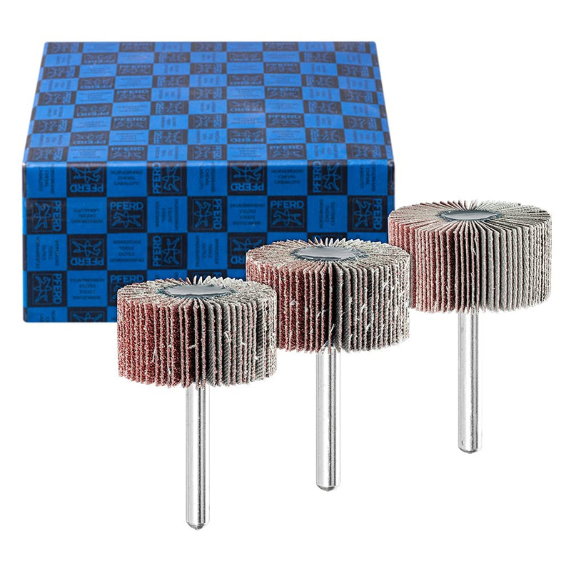 [Australia - AusPower] - PFERD Flap Grinder Set F, 3-Piece | Corundum Diameter 40 x 20 mm Shaft Diameter 6 mm A60, 80, 120 | 44498003 - for Fine Sanding & Finish Grit 60 - 120 40x20 mm 6 mm shaft diameter 