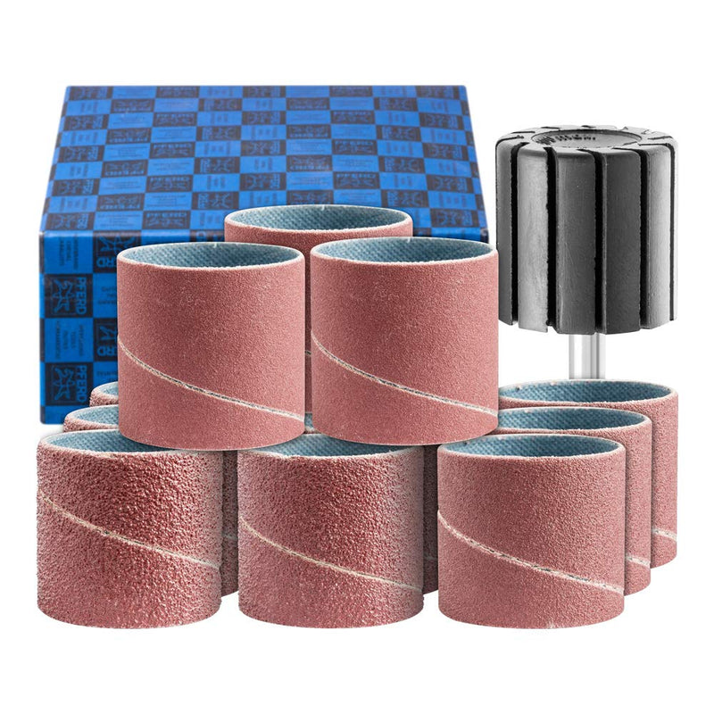 [Australia - AusPower] - PFERD Sanding Sleeve Set 13 Pieces Corundum Diameter 30 x 30 mm A40, 60, 80, 150 Including Holder with Shaft Diameter 6 mm 42298004 for Universal Applications 30x30 mm Grit 40 - 150 