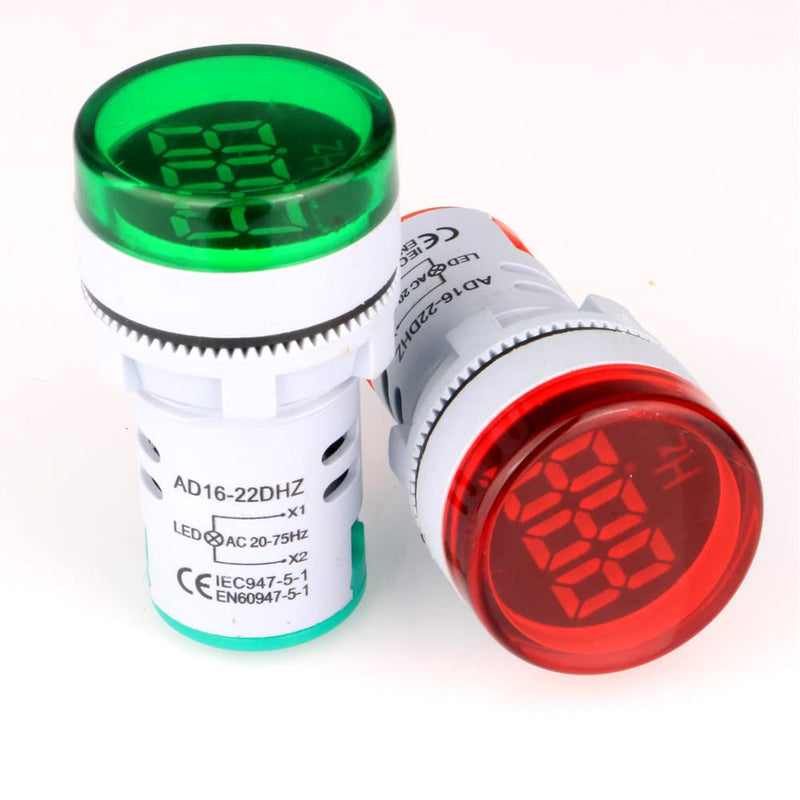 [Australia - AusPower] - Gebildet AC Frequency Meter, AC 24-500V 20-75Hz Frequency Counter Pack of 2, Green Red LED Signal Indicator Lamp Hzmeter 