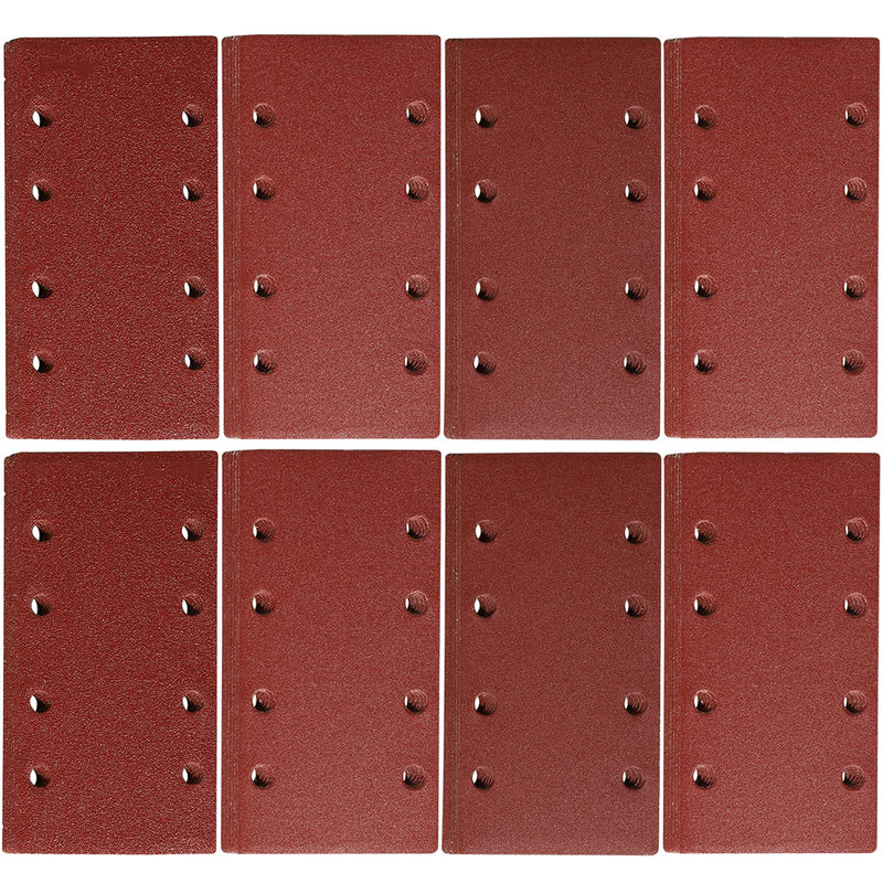 [Australia - AusPower] - STEBRUAM 48-Piece Sanding Sheet Set 93 x 185 mm Grit 40/60/80/120/180/240/320/400.8 Holes Various Accessories Materials for Orbital Sander 93 x 185 sheets of sandpaper grit mixed 