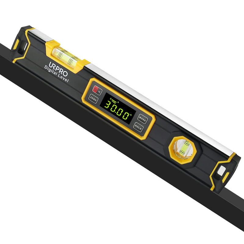 [Australia - AusPower] - URPRO Inclinometer, Digital Torpedo Level and Protractor Neodymium V-Groove Magnets Bright LCD Display Smart Level IP54 Dust/Water Resistant Black 