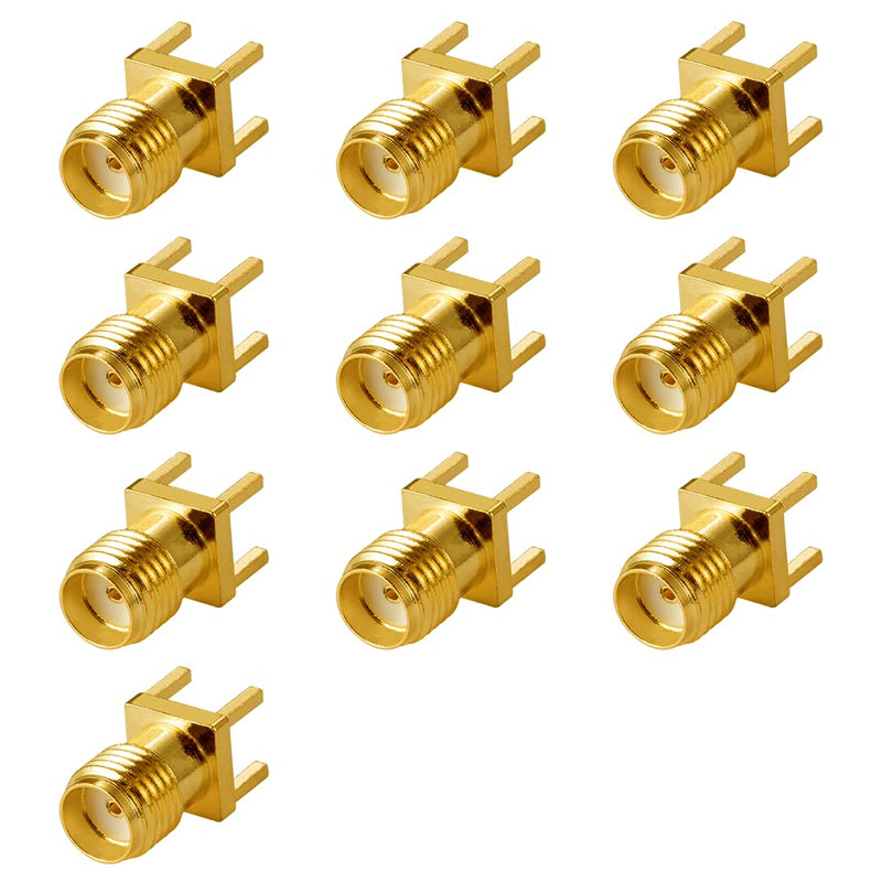Vecys SMA Female Connector SMA Female PCB Panel Edge Mounting Plug with 4 Pins Stand Straight Connector Pack of 10 SMA Female PCB Panel with 4 Pins