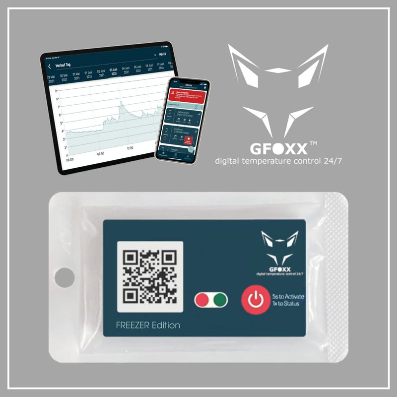 [Australia - AusPower] - GFOXX Bluetooth Data Logger Thermometer - 380 Days Running Time, -25°C to +70°C - Automatic HACCP Temperature Lists - Digital Documentation via Free App - 24/7 Monitoring with Alarm Function 