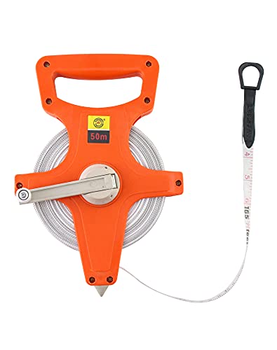QWORK Fibreglass Tape Measure 50 m / 165 FT, Double-Sided