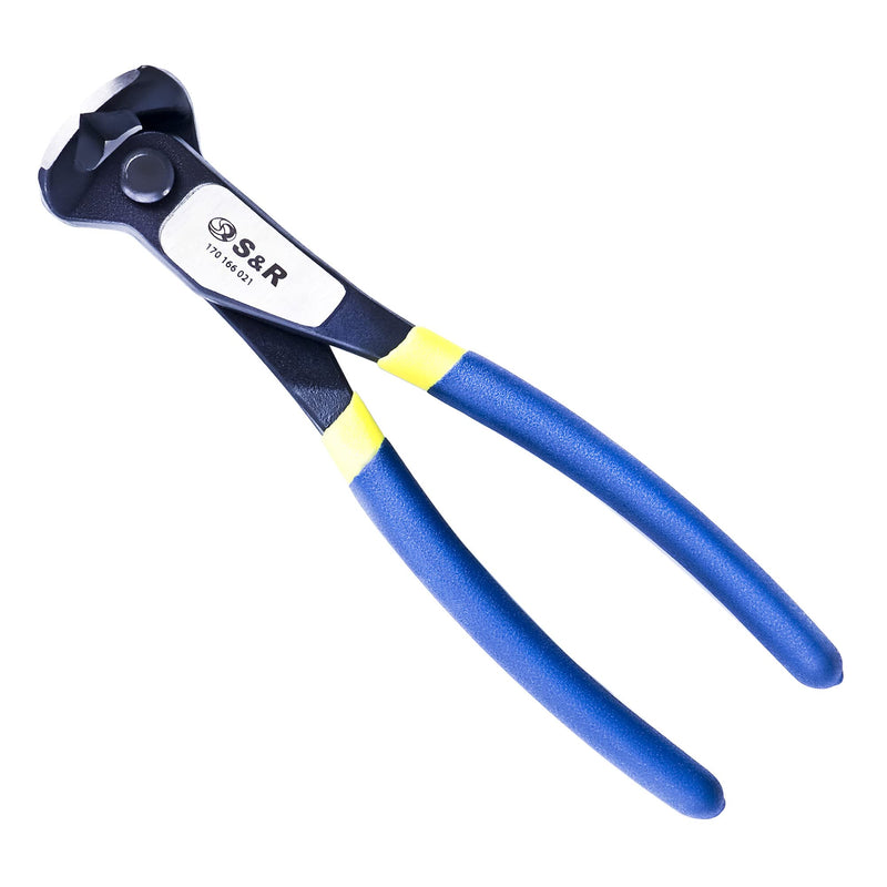 S&R Pincers, Wire Pliers, End Cutters 200 mm, Sharp Resistant Cutting Edges for Intensive Use, Heavy Duty 70C Steel, HRC 66 Hardness, Non-Slip Double Coated 2K Handles 20 cm