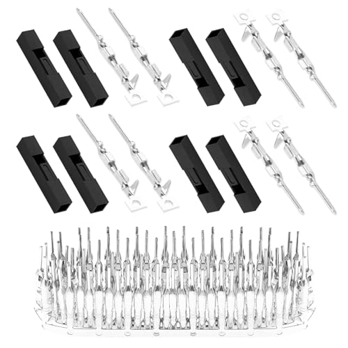 100 Sets/200 Pieces for Dupont 2.54mm Pitch 1 Pin Adapter Male Housing Black Socket Terminals Compatible Cable 30-26AWG Accessories Header Crimp Pin Kit 1-Poliger Männlich Black Single Breasted