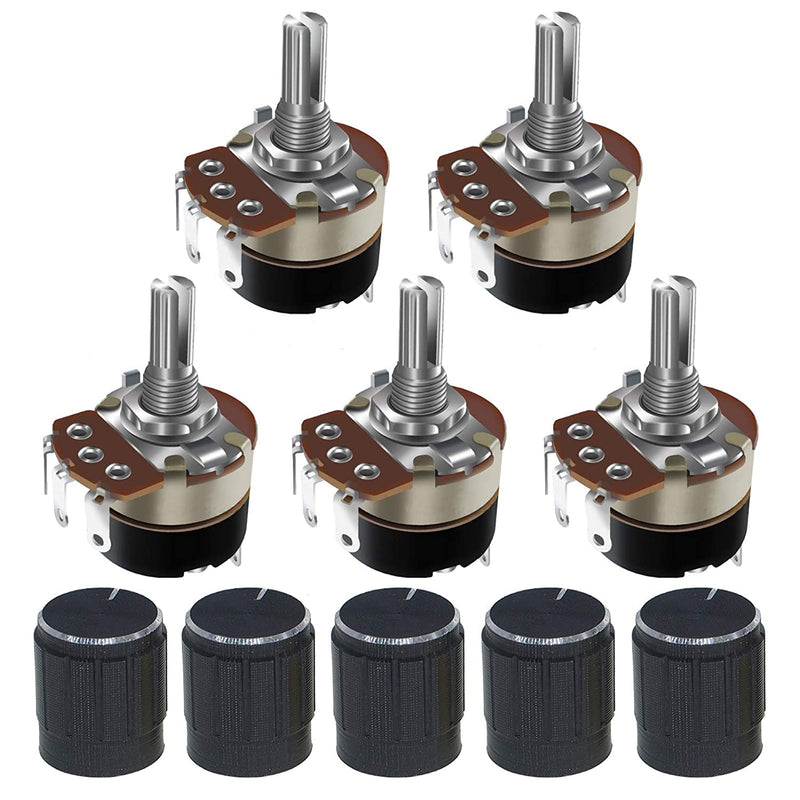 [Australia - AusPower] - PENGLIN 5PCS WH138 10K Ohm Rotary Potentiometer with Switch, 5-Piece Black Potentiometer Alloy Knob 