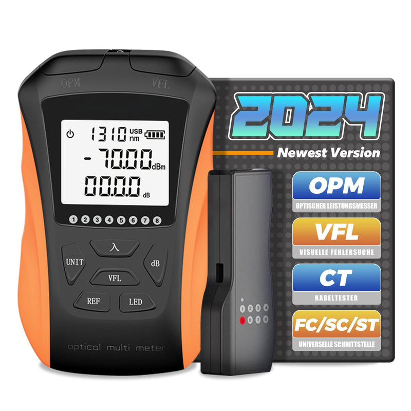 [Australia - AusPower] - YGGYM Optical Power Meter with Visual Fault Locator Optical Fiber Power Meter with Cable Tester Function and Li-ion Battery USB Charging for Universal FC/SC/ST Interface 
