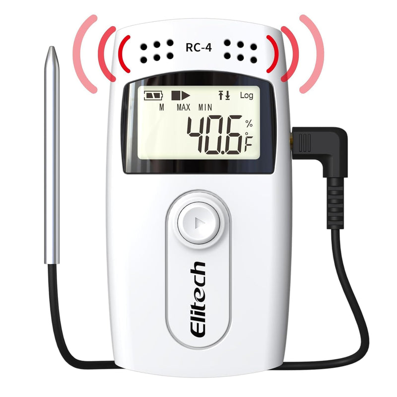 [Australia - AusPower] - Elitech Temperature Data Logger, RC-4 16000 Readings USB Recorder with Double Sensors LCD Display Buzzer Alarm 