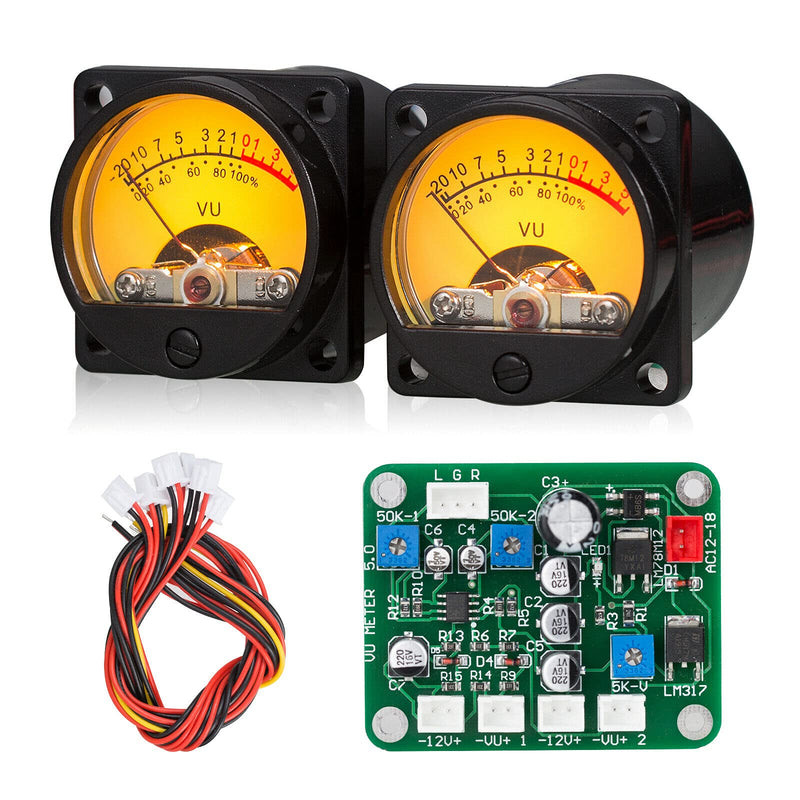[Australia - AusPower] - Dual Analogue VU Meter DB Panel Sound Level Indicator with Driver Board for DIY Amplifier 