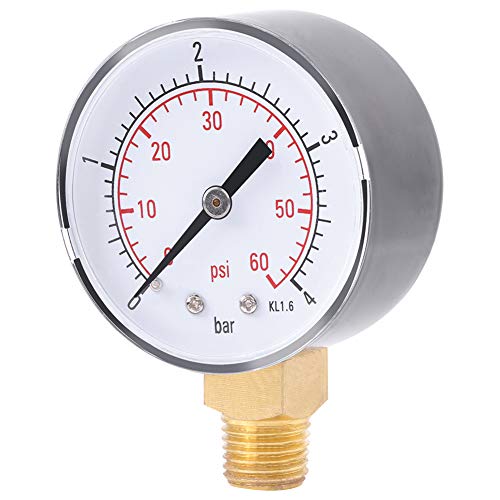 Tyenaza Pressure Gauge Water Pressure Gauge 0-4bar/0-60psi NPT Pressure Tester 1/4 Inch NPT Side Mounting Pipe Thread