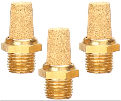 Pneumatic Silencer Made of Sintered Bronze 3/8 Inch Set of 3 Industrial Quality Pneumatic Silencers