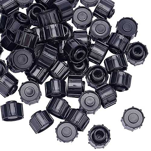 OLYCRAFT 50 Pieces Sealing Caps for Disposable Syringes Syringe Tip Caps Luer Lock Tip Syringe No Needle Tip Cap for Feed Pipes Black Syringe Cap with Transparent Container Black cylinder lace cap