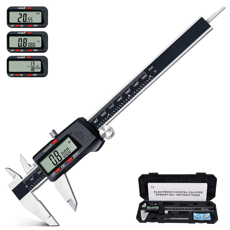 Kynup Digital Calliper, 150 mm/6 Inch, Gauge, with Large LCD Display, for Outdoor, Indoor Use, Step and Depth Measurements, Inch/Metric/Fraction Display, Stainless Steel, Auto Switch-Off Design | Digital Caliper Stainless Steel Measuring Tool Digital w...