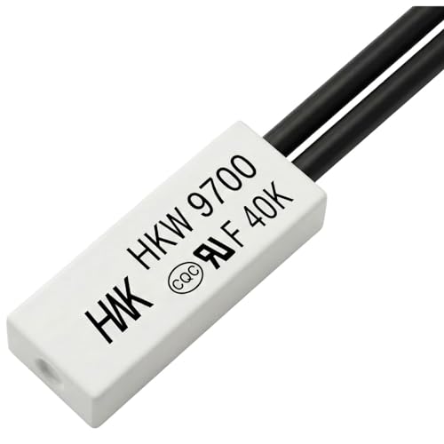 Lumonic HKW9700 Temperature Switch Flat | 40°C ± 4°C | NO | Max. AC 250V/5A | Max. DC 24V/8A | Cable 70mm | 21x8x4mm | Thermal Switch, Bi-Metal, KSD9700 | Motors, Power Supplies, Fan Heater Closing Contact