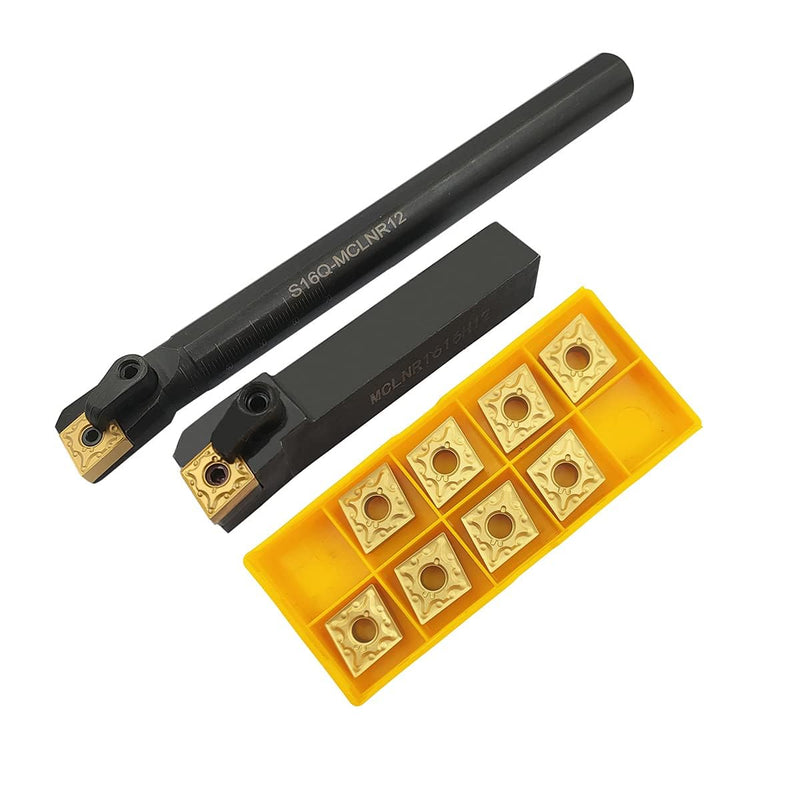 [Australia - AusPower] - 5/8" Lathe Excircle Indexable Carbide Lathe Tool Holder MCLNR1616H12 + Metal Lathe Internal Drill Rod S16Q-MCLNR12 + Indexable Carbide Turning Inserts CNMG431 (CNMG120404) 