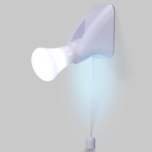 SOLUSTRE LED Lamp with Battery Portable Cabinet Lamp with 3 LEDs and Thread Pull Switch Self-Adhesive Wall Mount Soft Flicker-Free Light for Night Light Wall Cabinet