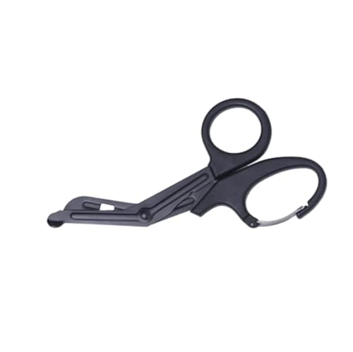 Scissors EMT Bent 7.7 Inch Matt Titanium Coated Stainless Steel Scissors or Gauze (Black)