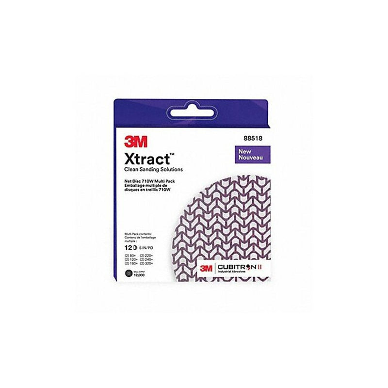 [Australia - AusPower] - 3M Xtract Cubitron II Net Disc 710W, Multi-Grade, 5 in x NH, Die 500X, 20 ea/Case, Multi-pack, Purple 5 in, Assorted Grits 
