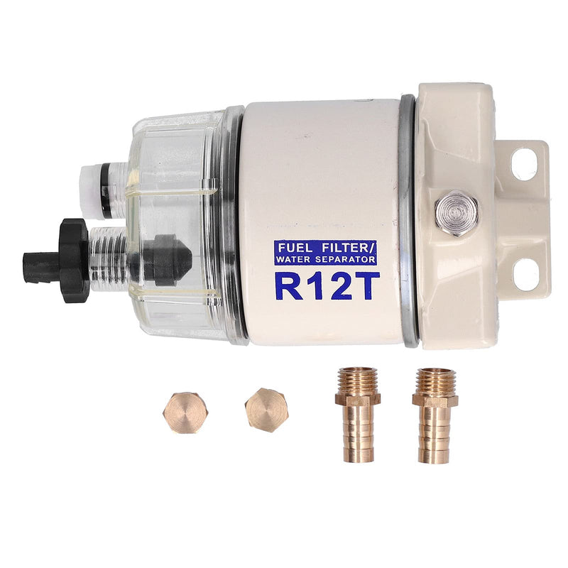 [Australia - AusPower] - Fuel Water Separator, R12T, 30 GPH Flow Rate Marine Spin-On Fuel Filter Water Separator with Self-Bleeding Drain Replacement 