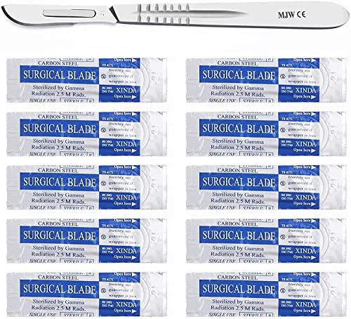 Scalpel Blades Figure 21 with Carbon Steel for Scalpel Holder No. 4 Replacement Blades Individually Sterile Packed Pack of 10