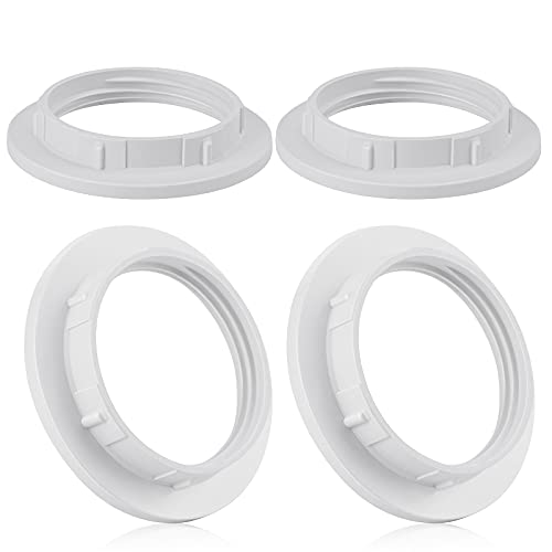 DiCUNO E27 Screw Ring for Lamp Holder 39mm White Plastic Pack of 4 | E27 lamp holder made of plastic, threaded ring for lampshade or glass shade 39 mm white