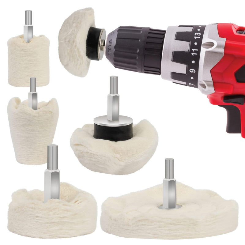 [Australia - AusPower] - GADLANE Polishing Wheel - 6pcs Polishing Pads, Buffing Wheel For Metal, Aluminium, Stainless Steel, Chrome, Glass & DIY Projects - Drill Buffer Attachment (Drill Not Included) 
