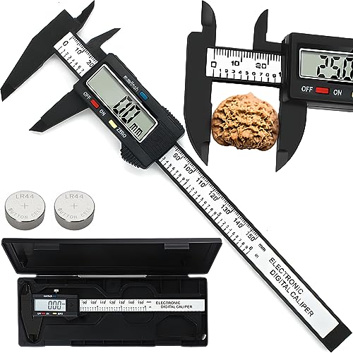 Retoo 150 mm Digital Caliper, Precise Plastic Calliper with LCD Display, Measuring Range 0-150 mm, Accuracy +/- 0.2 mm, Robust Construction for Indoor, Outside and Depth Measurements