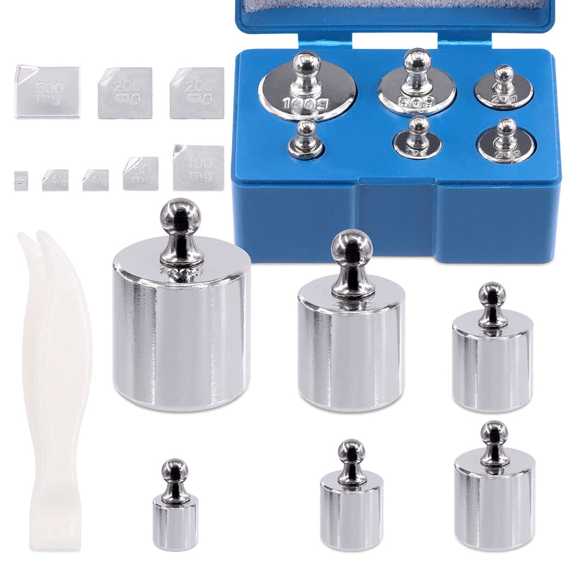 [Australia - AusPower] - Mardatt Precision Scale Calibration Weight Set 10m to 500mg 5g to 100g Steel Weights Calibration with Tweezers for Digital Scales Jewelry Scale M2 Class (Total 200g) 
