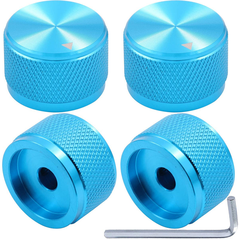 [Australia - AusPower] - Xiatiaosann 4 Pcs Aluminum Electronic Potentiometer Rotary Knobs for Volume Control Audio Electric Guitar Control Switch Knob 20mm x 15.5mm Blue 