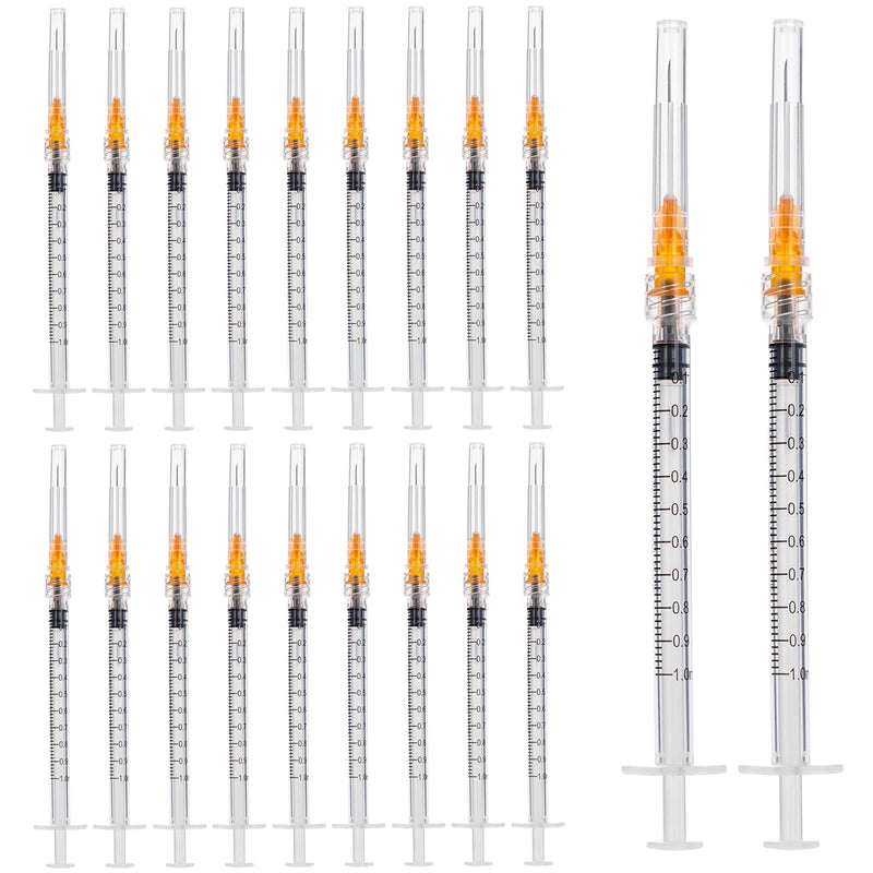 1ml/cc Plastic Tube with 25G-25mm Head, Disposable Luer-Lock Independent Packaging, Easy to Use (Pack of 50) 50 Items