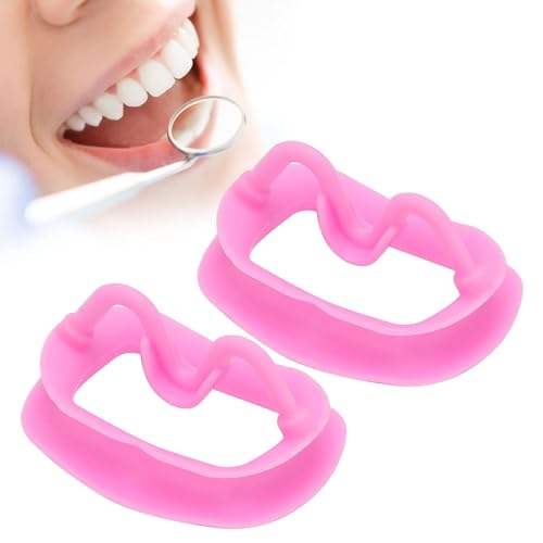 2 Pieces Dental Mouth Openers Reusable Autoclavable Silicone Teeth Whitening Cheek Holder Lip Holder for Dentist Mouth Inspection Mouth Guard Challenge Game (Pink) Pink