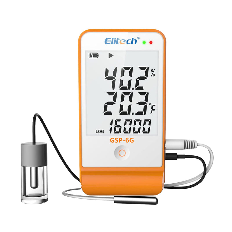 [Australia - AusPower] - Elitech GSP-6G Professional Thermo-Hygrometer - Precise Temperature and Humidity Meter with Alarm Function, Data Logger for Indoor & Outdoor Use (LCD Display, High Accuracy) Temperature logger with wet GSP6G 