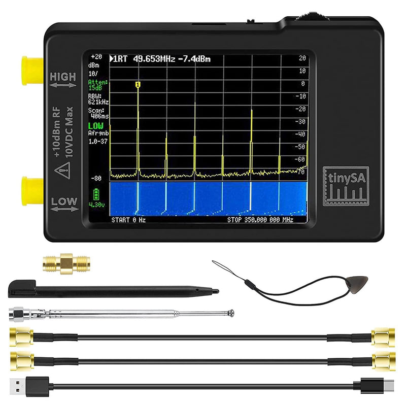 [Australia - AusPower] - AURSINC TinySA Spektrumanalysator Handheld, V0.3.1 2,8 Zoll Touchscreen, 2-in-1 Signalgenerator 100 kHz-960 MHz MF/HF/VHF UHF-Eingang, ESD-geschützte Funktion 