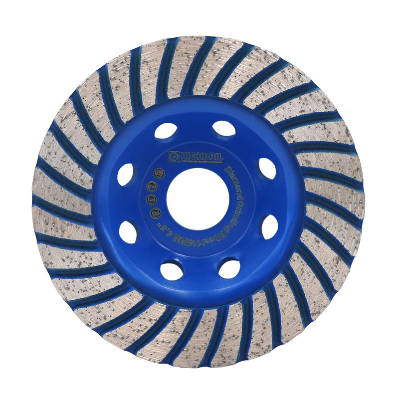 [Australia - AusPower] - HIGHDRIL Diamond Cup Wheel Concrete Double Row 115 mm x 22.23 mm for Angle Grinders - Diamond Cup Wheel for Stone, Concrete, Tile Adhesive, Granite, Masonry turbo line 